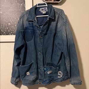 Meoshe Blue Denim Jacket with Patches